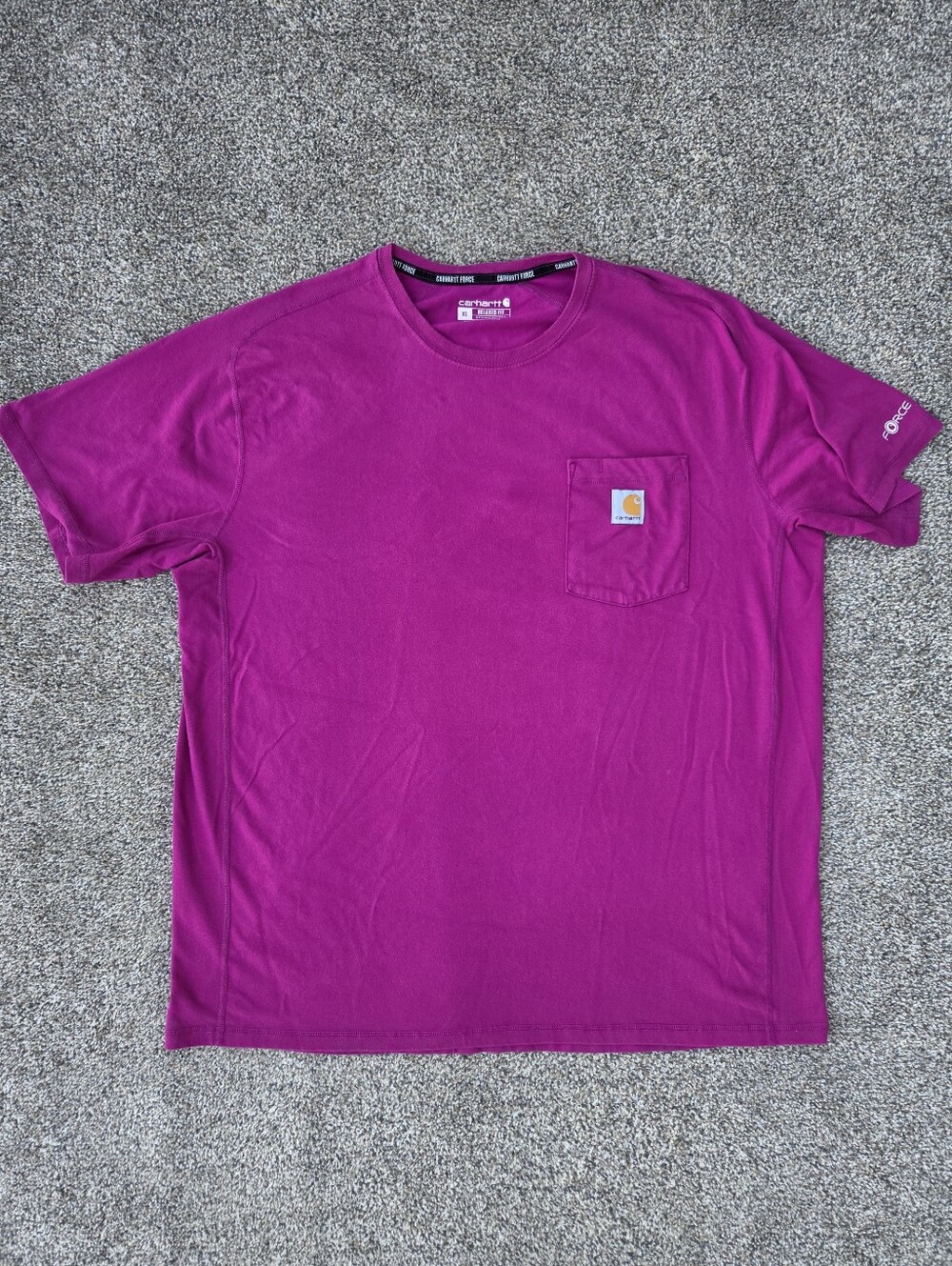 Carhartt Force Short Sleeve Pocket T-Shirt Magenta Purple XL Excellent Condition